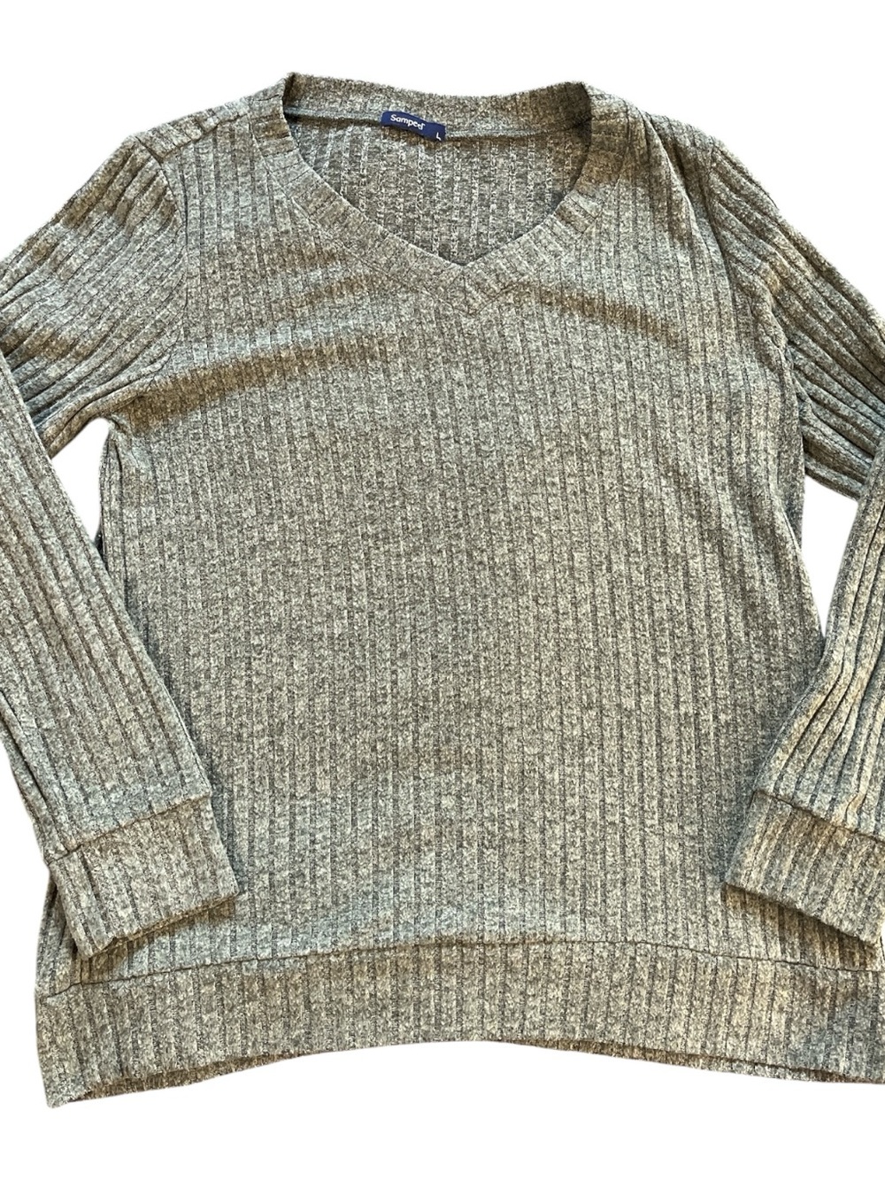 Sonoma Grey Ribbed V-Neck Sweater